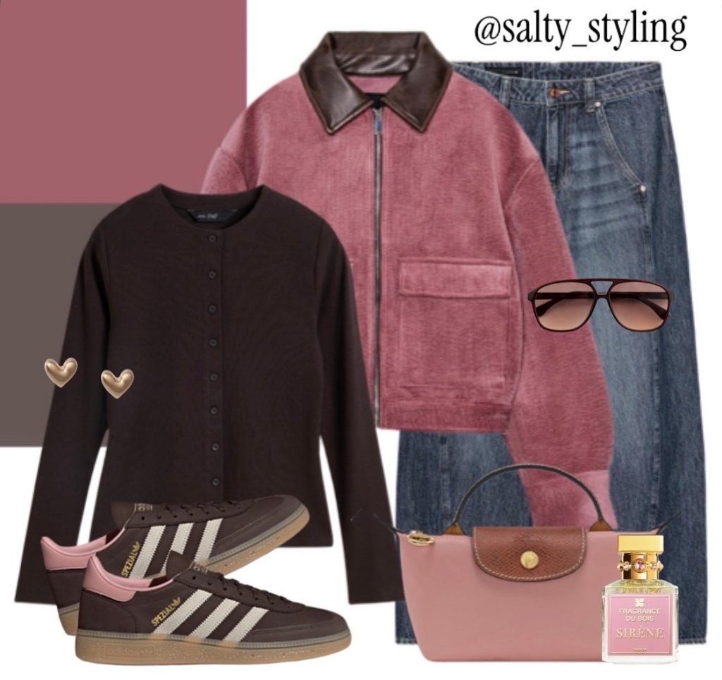 A Burgundy Jacket and Denim for Transitional Dressing