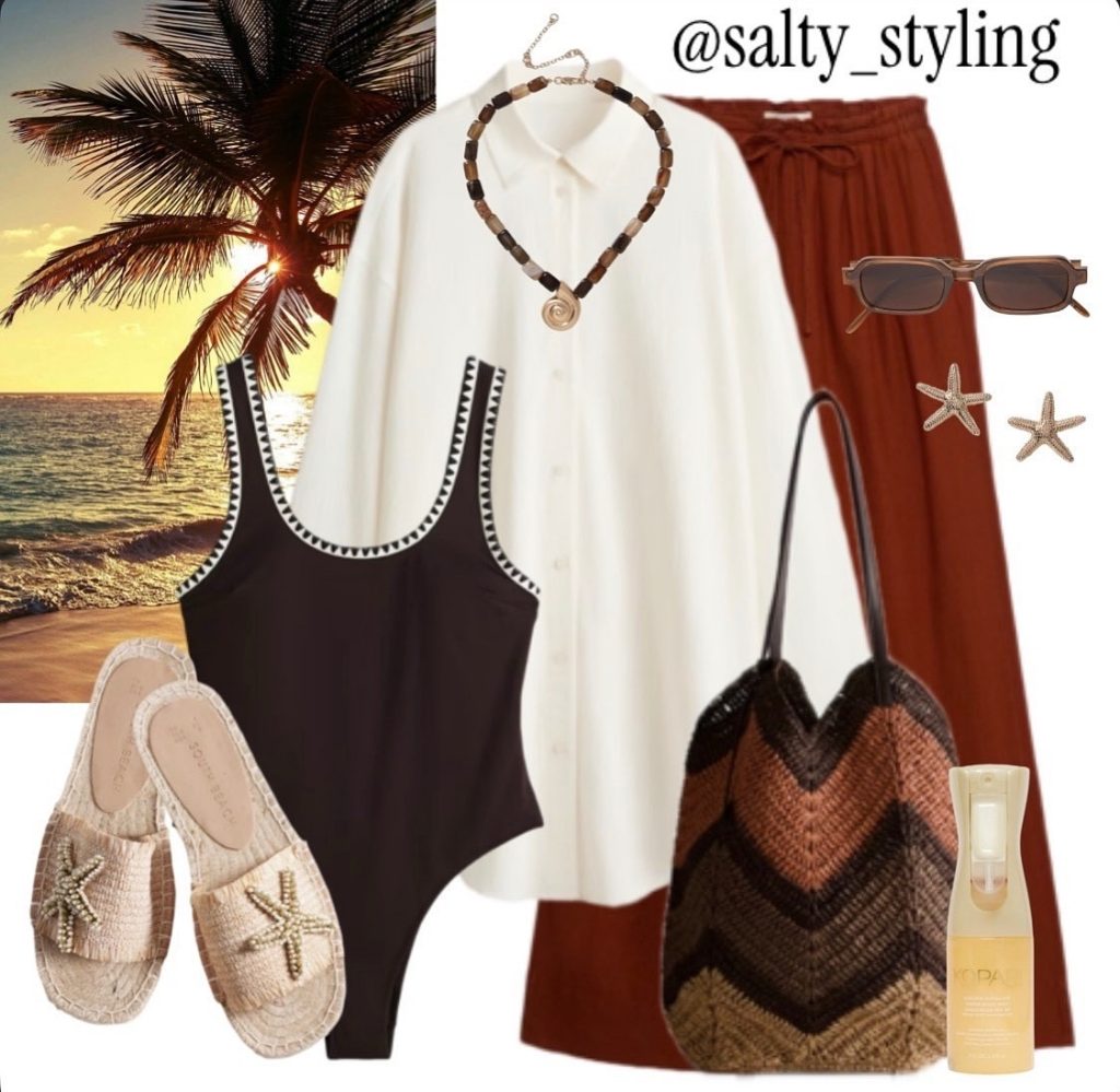A White Shirt and Swimsuit Layer for an Easy Beach Day