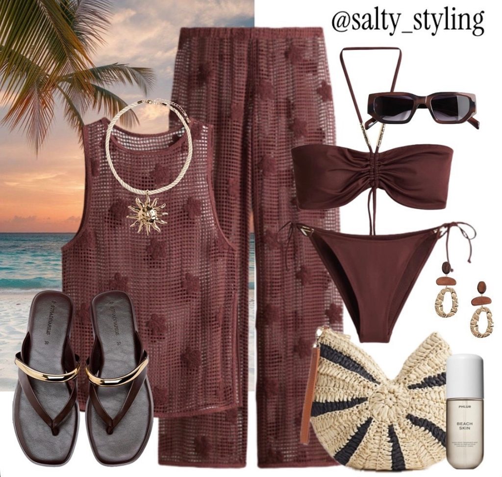 A Brown Mesh Cover-Up over Swimwear for the Beach
